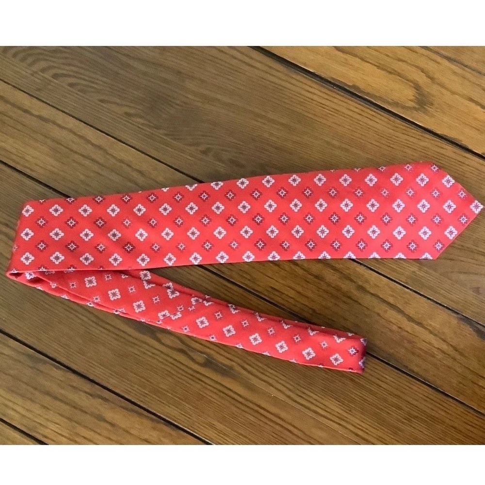Krimson By Kavame Red Silk Necktie Handmade Geometric Afrocentric Pattern Men's